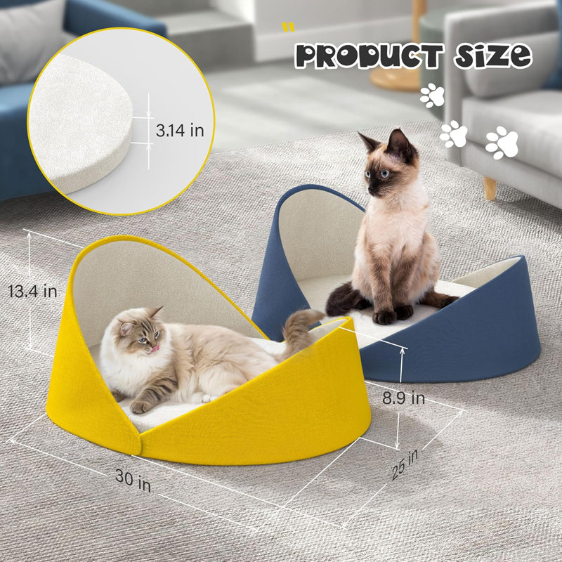 Large 2-Cat Cat Couch Bed, Yellow
