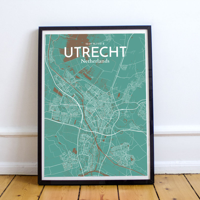 Utrecht City Map - No Frame Print, 50.8cm H x 40.6cm W x 0.13cm D