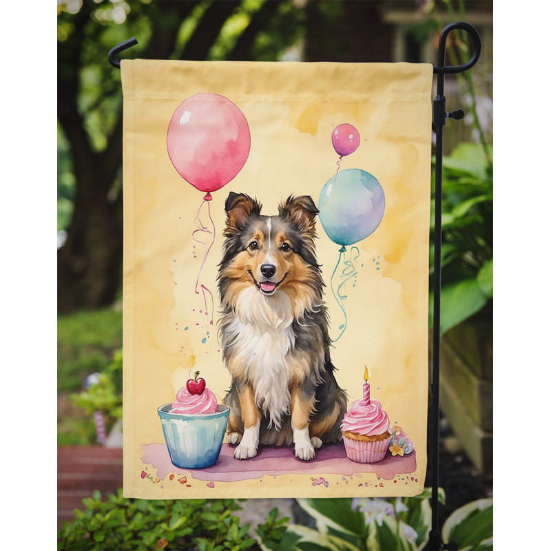 Drapeau de jardin «Happy Birthday», Berger Shetland