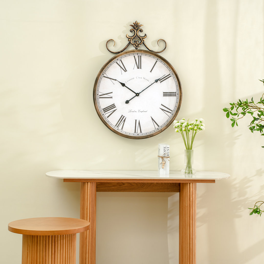 Beshore Decorative Metal Wall Clock Alcott Hill® Size: 31.5" H x 23.6" W x 2.75" D