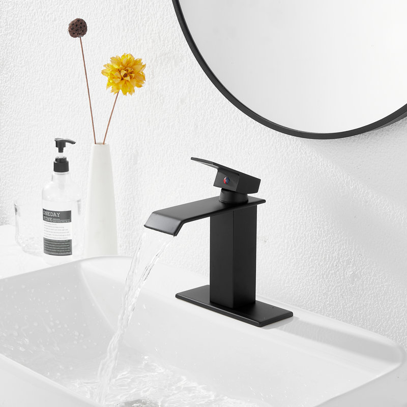 Single-handle Bathroom Faucet with Drain Assembly, Matte Black