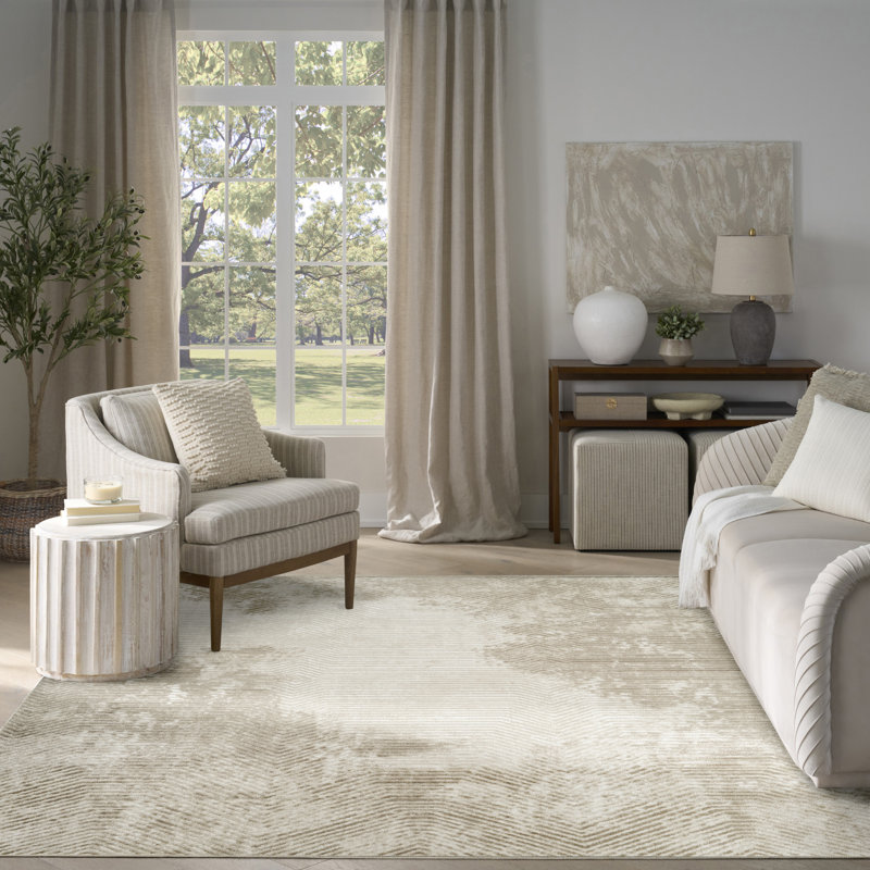 Lafever 7'10" x 9'10" Ivory Taupe Modern Indoor Rug, Rectangle 7'10'' x 9'10''