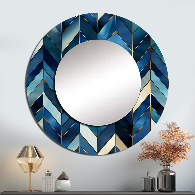 Rétro chevron bleu cobalt rétro géométrique, 29 po x 29 po