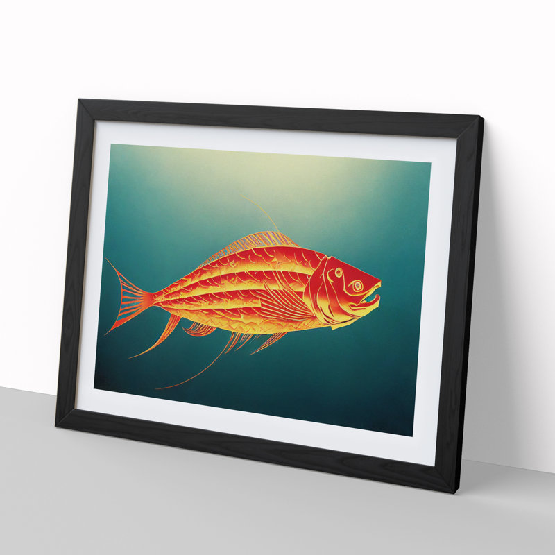 Tranquil Fish Abstract - Framed Print, 25cm H x 34cm W x 2cm D, Black Framed