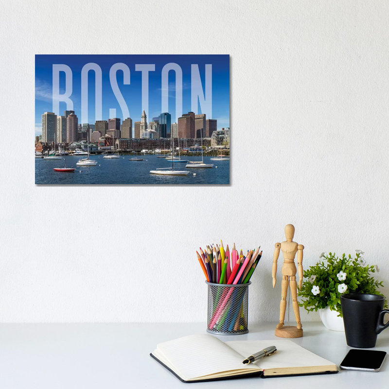 Skyline of Boston 1 Piece Wrapped Canvas Wall Art, 20.32 cm H x 30.48 cm W