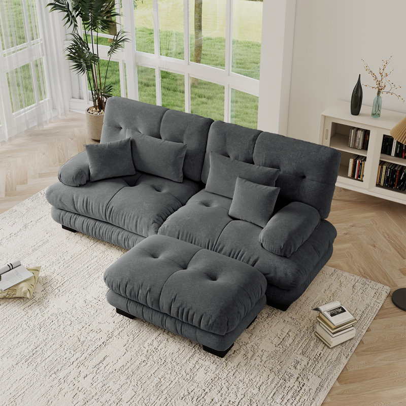 Canapé, ensemble de salon, canapé Cloud, canapé en L, tissu chenille, Gris