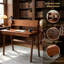 Table d'écriture en bois massif de style Mid-Century, bureau d'ordinateur 100% bois naturel avec tiroir de rangement pour chambre à coucher et bureau