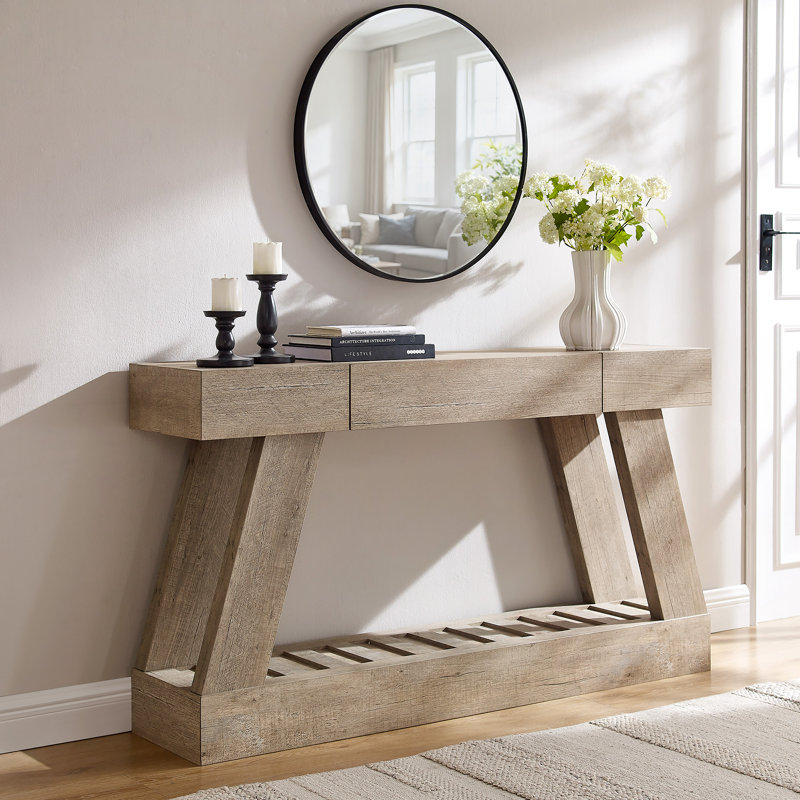 Console de style campagnard 60 po avec tiroirs pour le couloir du salon comme table d'entrée et table de canapé