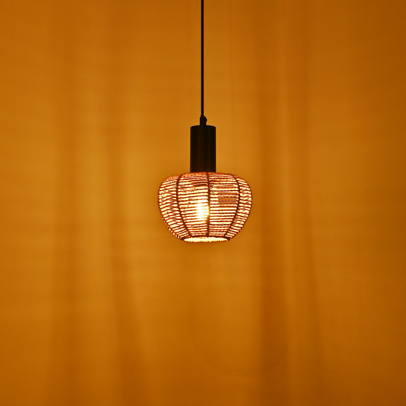  1-Light Bohemian Rattan Pendant