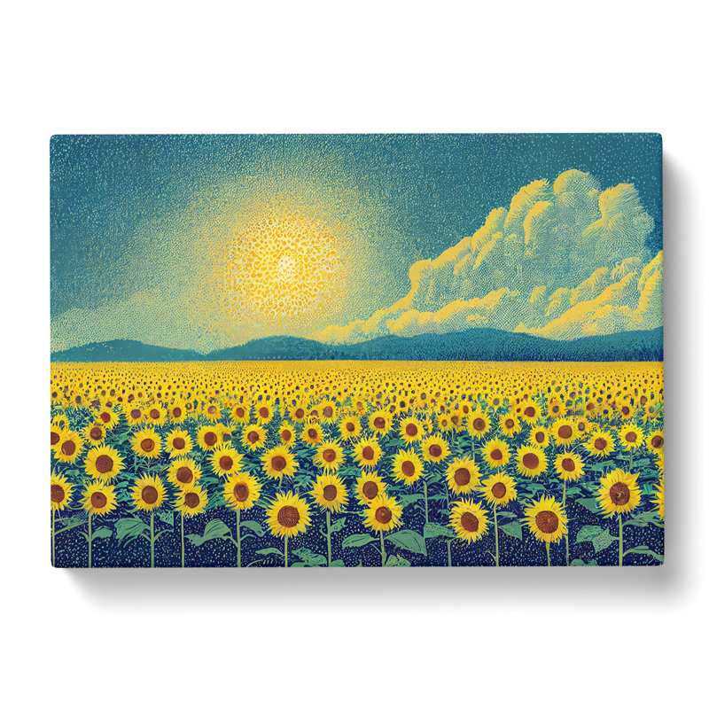 Alluring Sunflower Field - Wrapped Canvas, 40cm H x 60cm W x 3cm D