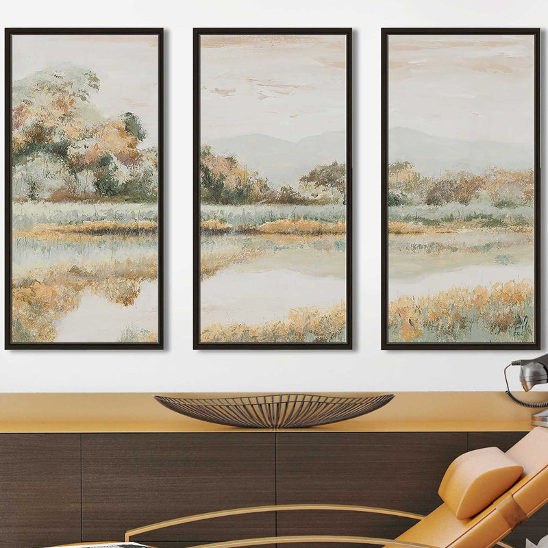 Rio Lindo - 3 pièces, peinture sur toile à cadre flottant, L 64,5 po x H 41,5 po