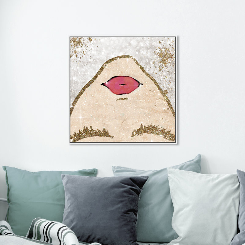 " Fashion And Glam Glitter Coveted Female Portrait ", White Framed, 40" H x 40" W 