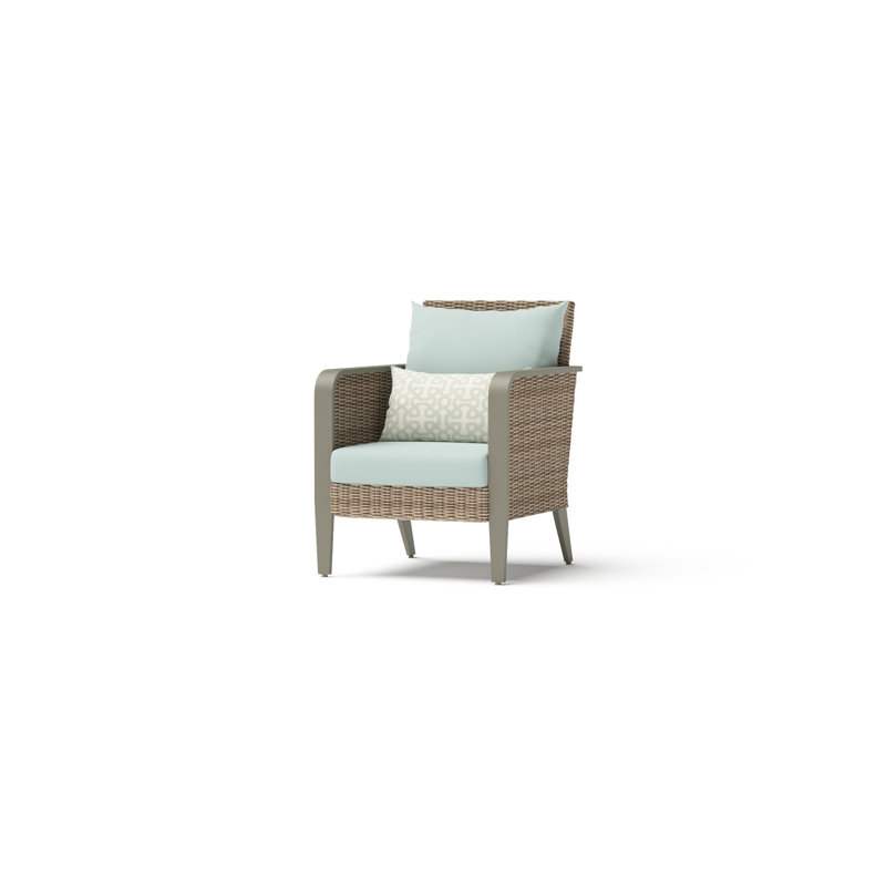 Ehudd Set Of 2 Sunbrella® Outdoor Club Chairs And Side Table, Canvas Spa Sunbrella® Canvas