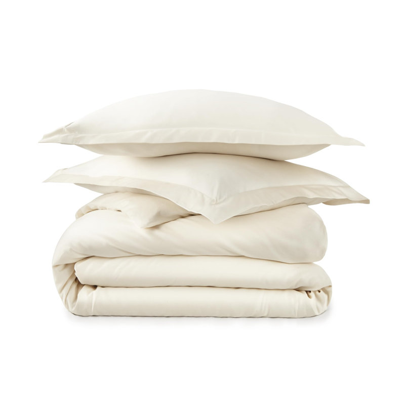 Whisper Organic 100% Organic Cotton Duvet Cover King Size - Naturally Soft Lightweight & Cooling Duvet Cover Set With Decorative Shams - Premium Gots Certified 300 Thread Count Sateen Weave (Twin, Natural)