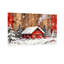 Noël, cabane rouge, neige, scène d'hiver, pins-434410731