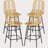 HOMCOM Rattan Bar Stools Set Of 4, 26" Counter Height Barstools, Boho Kitchen Island Stools With Breathable Wicker Seat And Back, Yellow