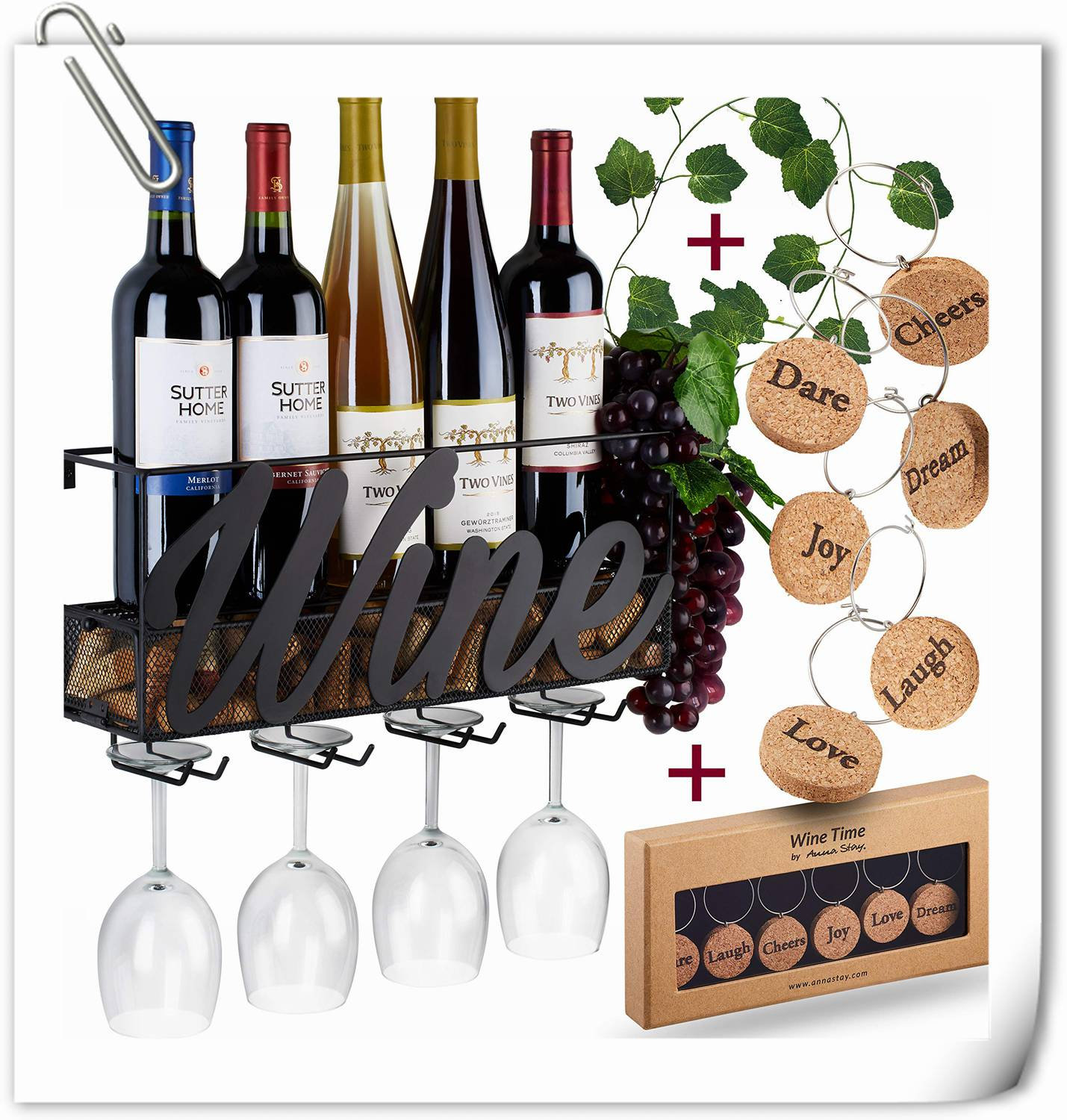 Ebern Designs Chryses Wall Mounted Wine Bottle & Glass Rack | Wayfair