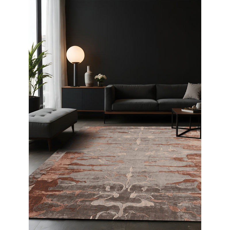 Tapis gris soyeux et moelleux, Carré 4 pi