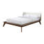 Grand lit en bois de noyer massif, lit plateforme moderne de style Mid-Century avec tête de lit à oreilles en tissu et pieds inclinés, tête de lit-1271875429