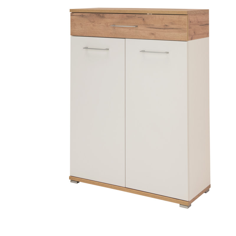 Howard 20 Pair Shoe Storage Cabinet, White/Navarra-Oak Repro