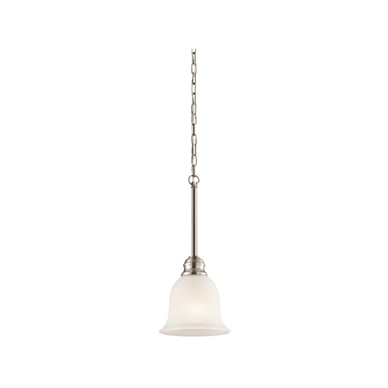 Luminaire suspendu en forme de cloche à 1 lumière Hertzler, Nickel brossé