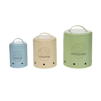  Ensemble de 3 boîtes de rangement en métal pour légumes