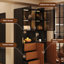 Armoire de rangement 47,24 "rétro en bois d'acacia, armoire haute tout-en-un contre le mur, salon