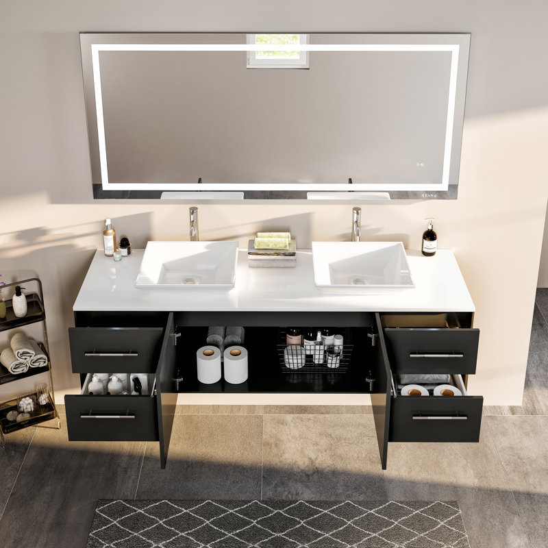 Juarez 72" Double Bathroom Vanity Set, Espresso