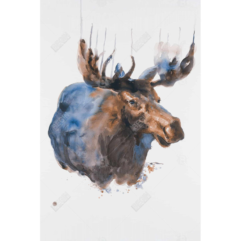 «Abstract Blue Moose», art mural sur toile rustique pour la décoration intérieure