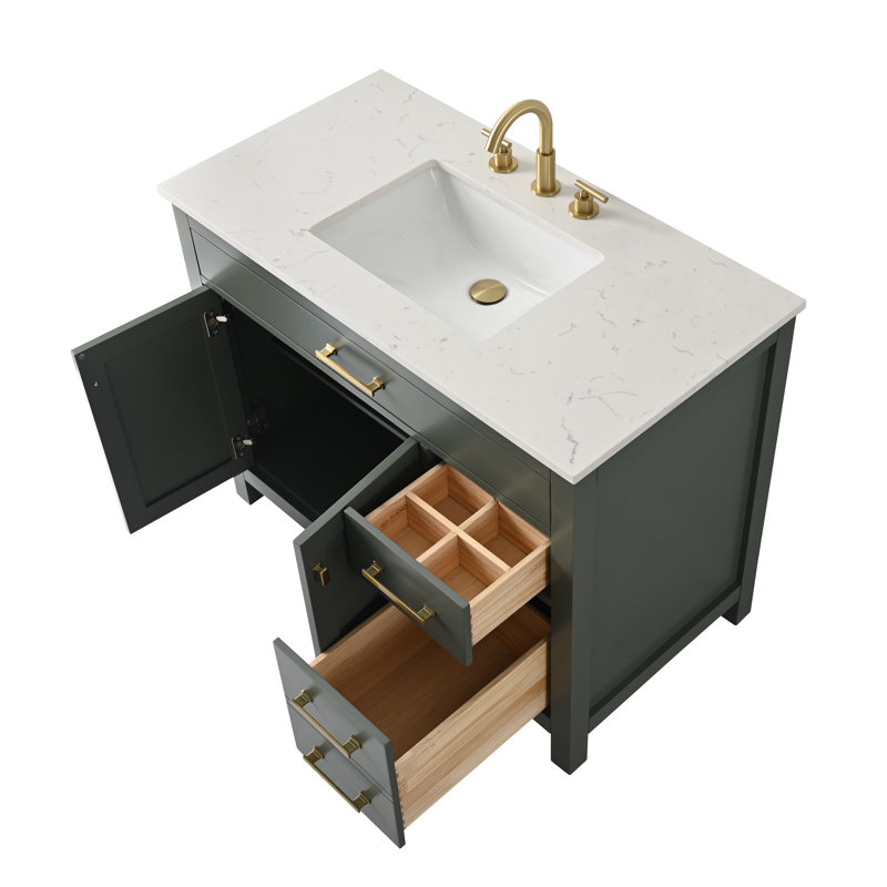 Trevor 42" W Single Vanity, Vintage Green/Brushed Gold