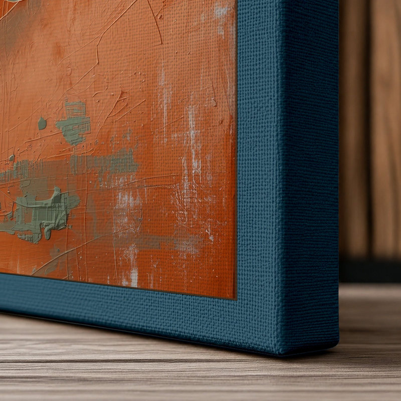 Layered Earth Forms Abstract - Wrapped Canvas, 36x24 - 91.4 x 61.0 cm, Teal Border