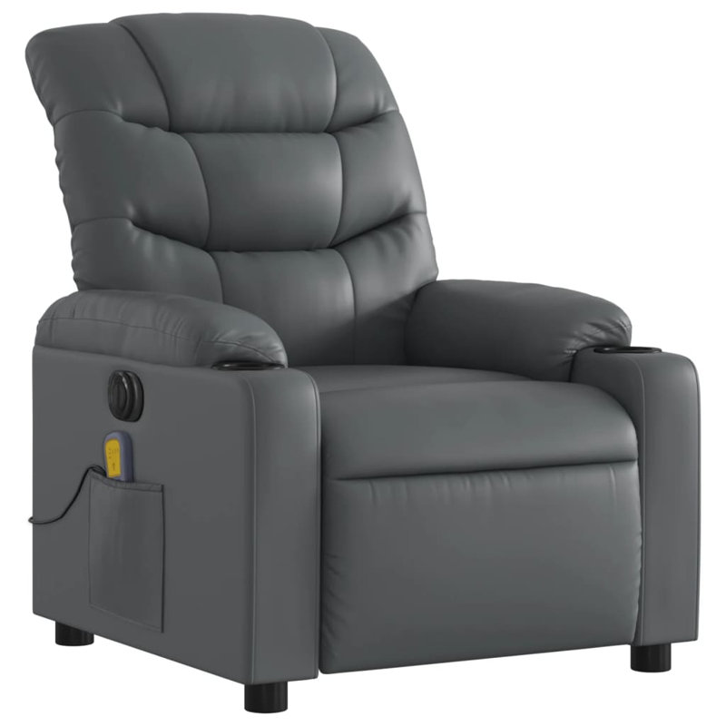 Fauteuil de massage en faux cuir, Similicuir gris, Power