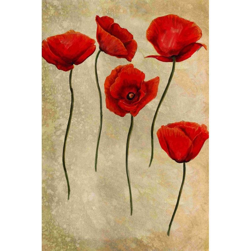 Coquelicots 2 - peinture sur toile tendue, H 12 po x l 8 po