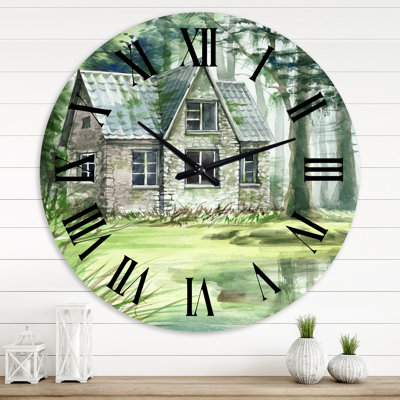 Haunted House In The Pine Forest - Lake House wall clock