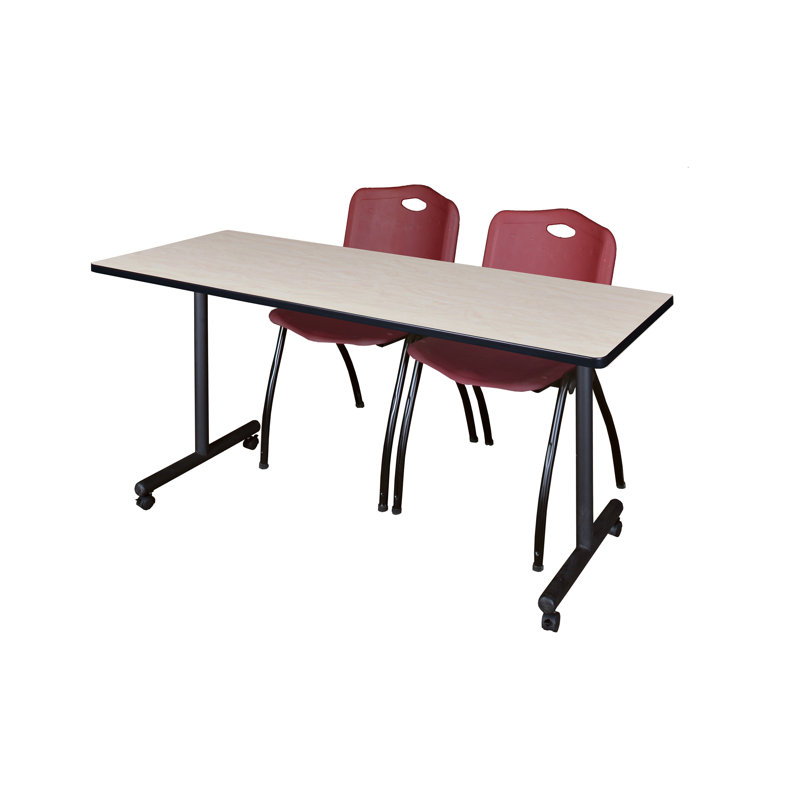 Table de formation mobile Nicklo, chaises empilables 2 M, Érable, H 29 po x L 66 po x l 24 po, Bourgogne