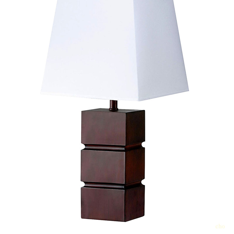 Lampe de table haute en polyrésine 27,5 "avec abat-jour en tissu blanc