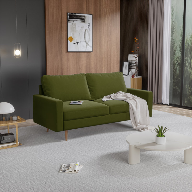 Markham Square Arm Sofa Loveseat, 33" H x 70" W x 32" D, Olive Green Polyester