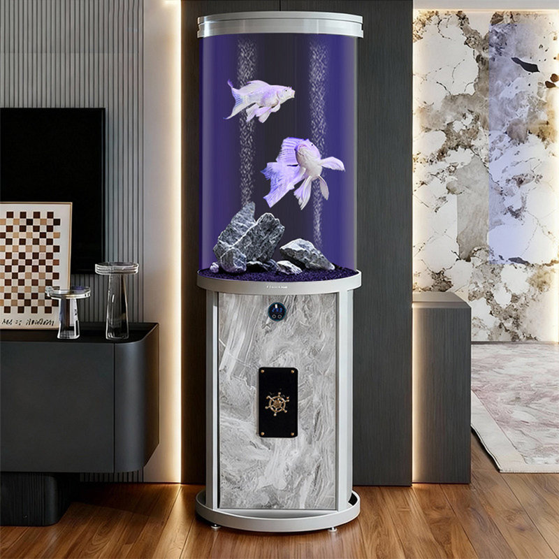Aquarium cylindrique en acrylique 16,54 po, Transparent / gris,  31,7 gallons (H 57,09 po x l 16,54 po x P 16,54 p