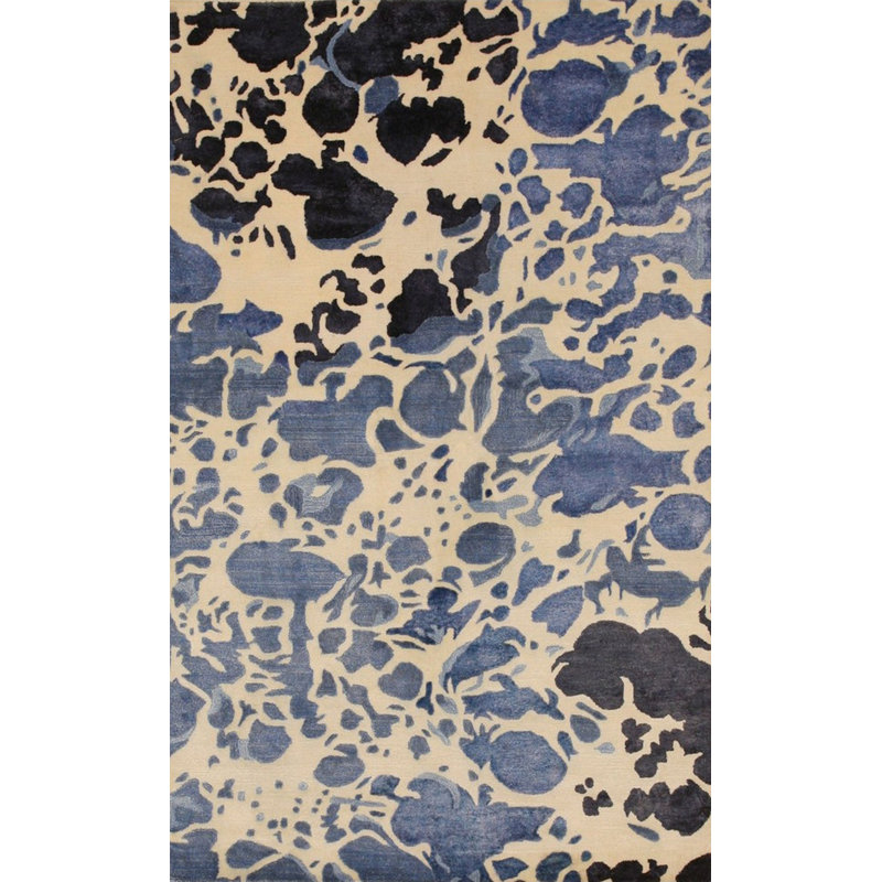 Tapis ivoire en laine et viscose touffeté à la main Callie, Rectangle 7 pi 9 po x 9 pi 9 po