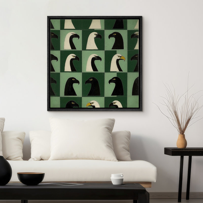 «Green Eagle Bird Portraits Modern Rustic», impression sur toile encadrée, Noir, noir, noir, noir, H 16 po x l 16 po