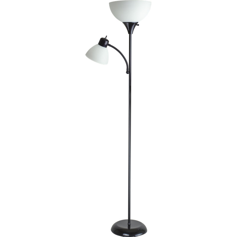 Kamer 71'' Black Torchiere Floor Lamp with Outlet