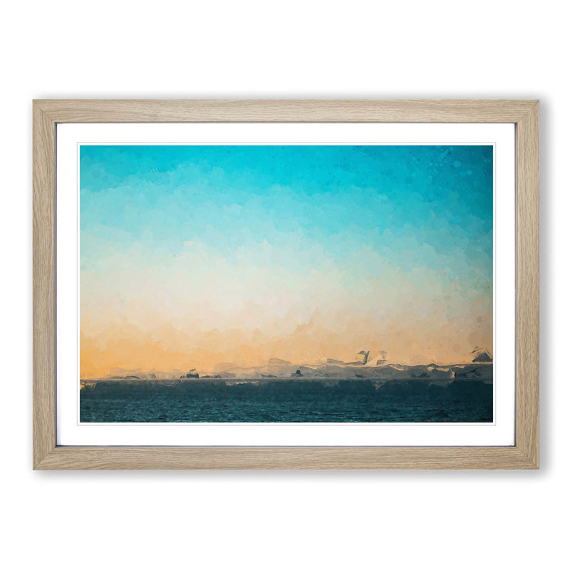 Croatia From a Distance in Abstract - Picture Frame Graphic Art Print on MDF, 48cm H x 65cm W x 2cm D, Oak Framed