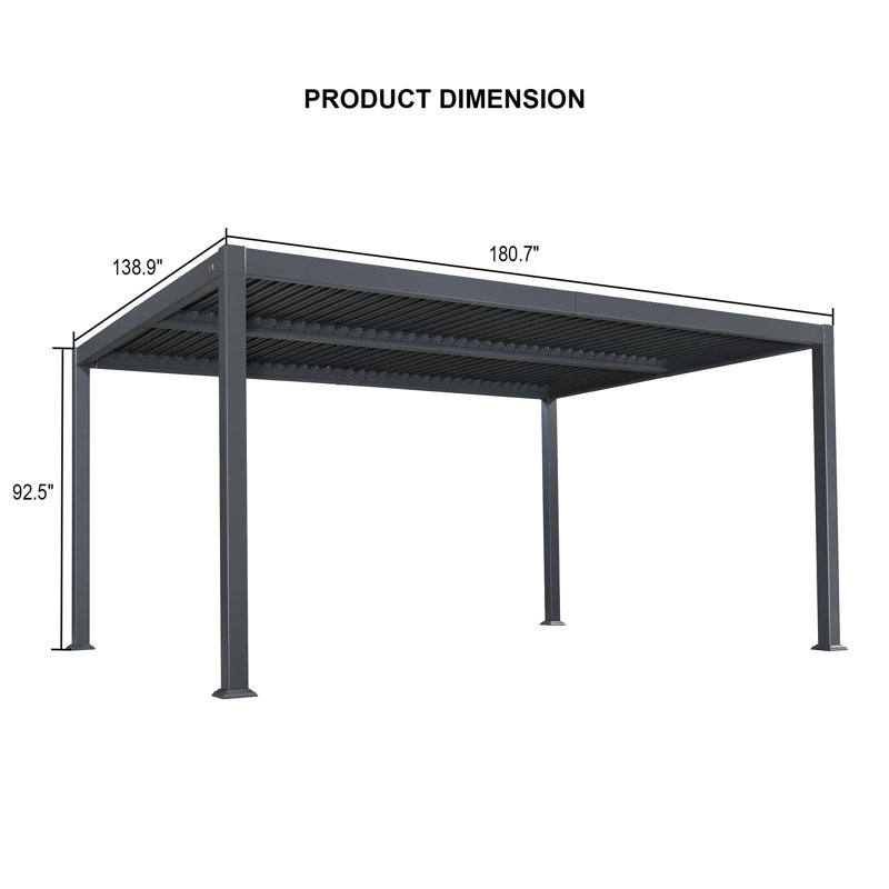 15 Ft. W X 11.5 Ft. D Aluminum Louvered Pergola