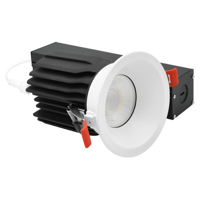 Luxrite 3 po Éclairage encastré à DEL sans cadre avec garniture ronde blanche interchangeable étroite, CRI90, 15 / 20W, 1450 / 2100LM, à intensité variable, faisceau de 60 °, calibre humide