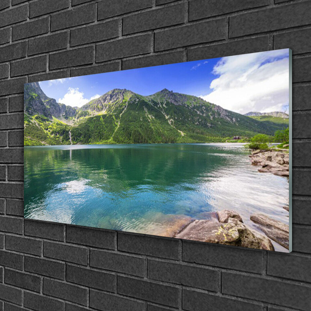 Landscape Mountain Lake - No Frame Print on Glass