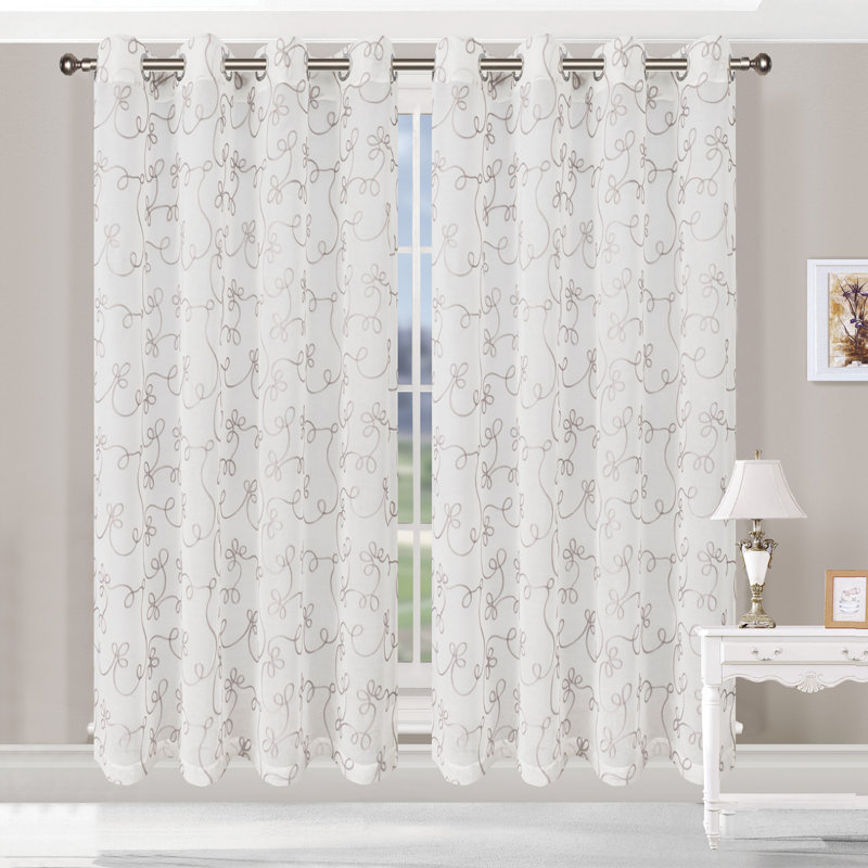 Titine Sheer Curtain Pair, Gray, 42" W x 108" L