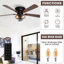 Ventilateur de plafond encastré à 5 pales de 48 po avec télécommande et ensemble d'éclairage inclus Hentges