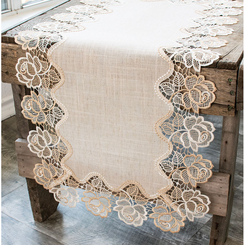 Chemin de table Beige Rose, 15 po x 35 po