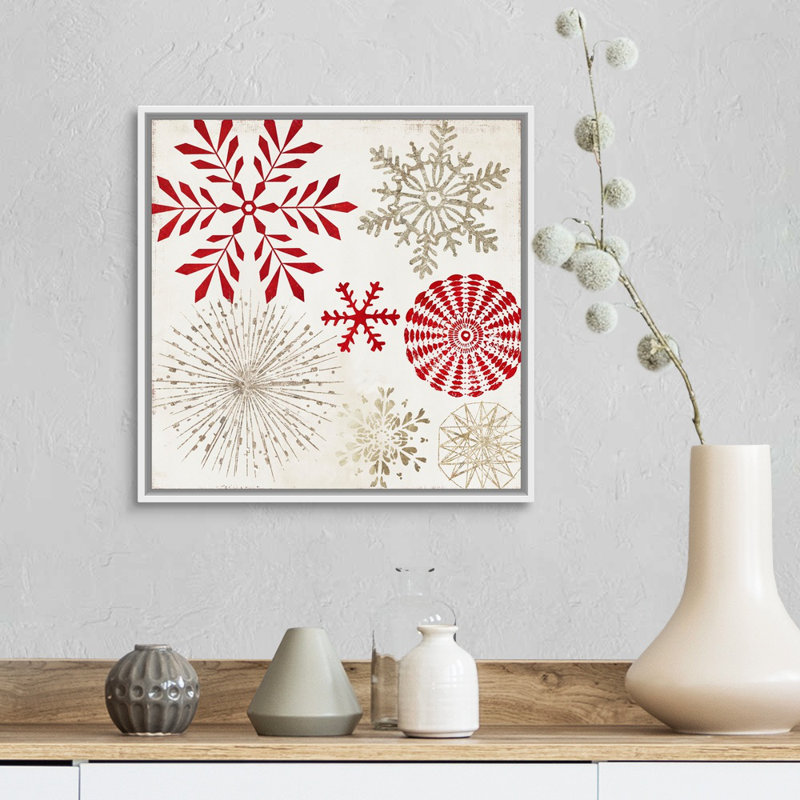 Flocons de neige de Noël-reproduction d’art sur toile, H 18 po x l 18 po x P 1,75 po, Cadre blanc