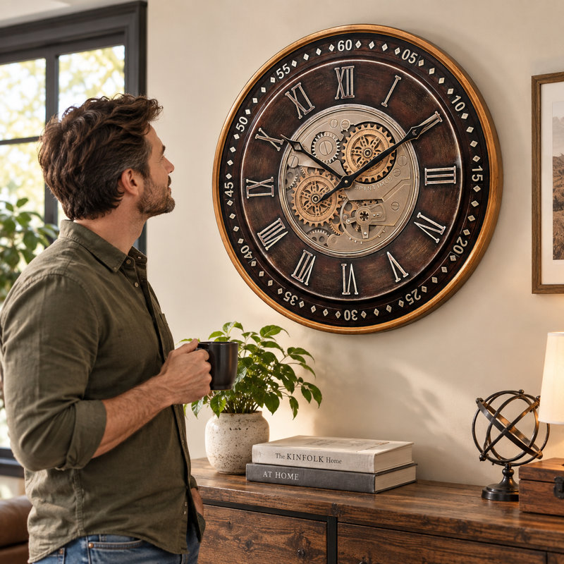 24 Inch Large Moving Gear Wall Clock